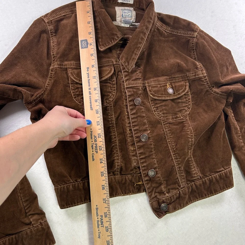 Vintage Old Navy Brown Corduroy Cropped Trucker Jacket 2005 - Picture 5 of 6
